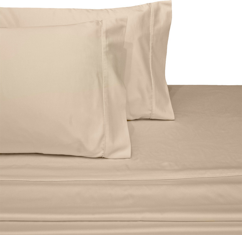 650TC Wrinkle-Free Solid Cotton Blend Sheet Set, Linen, Full