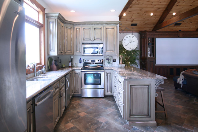 Pool House Man Cave Combination Traditional Kitchen