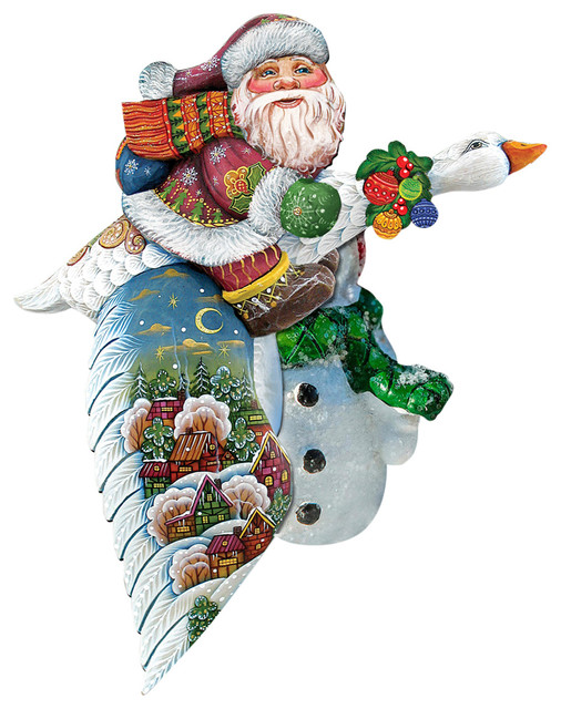 Goose Traveling Santa Decor Contemporary Christmas Decorations