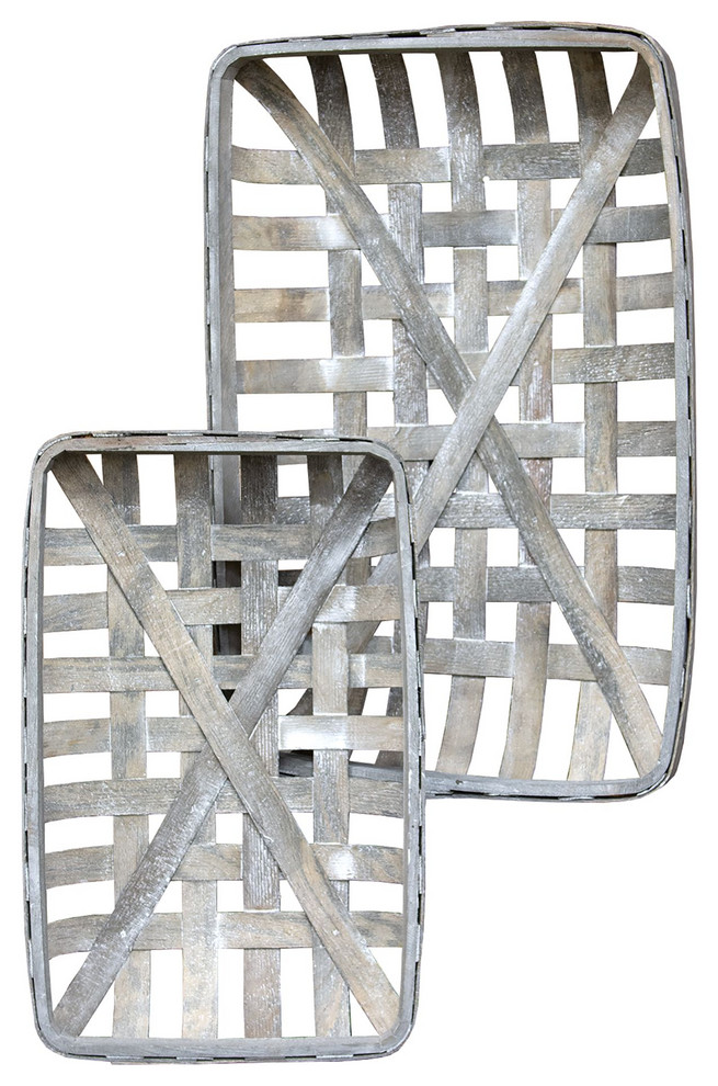Gray Rectangle Tobacco Baskets, Set of 2 Farmhouse Baskets by KP