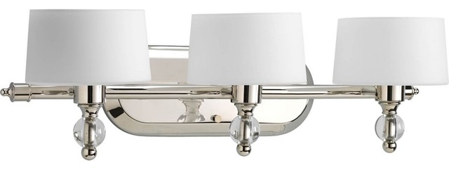 Progress Lighting Fortune 3 Light Polished Nickel Bath With Krypton Bulb Progress Lighting Fortune 3 Light Polished Nickel Bath With Krypton Bulb