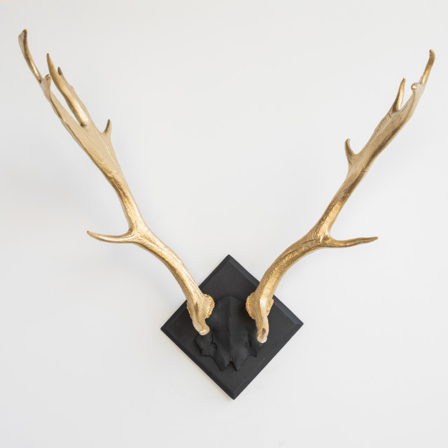 Faux Large Deer Antlers Wall Decor Black And Gold Contemporary Wall Sculptures By Near And Deer La1708 Houzz