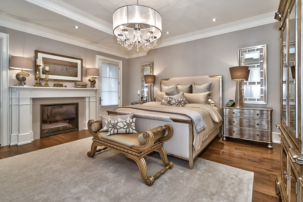 Example of a transitional bedroom design in Toronto