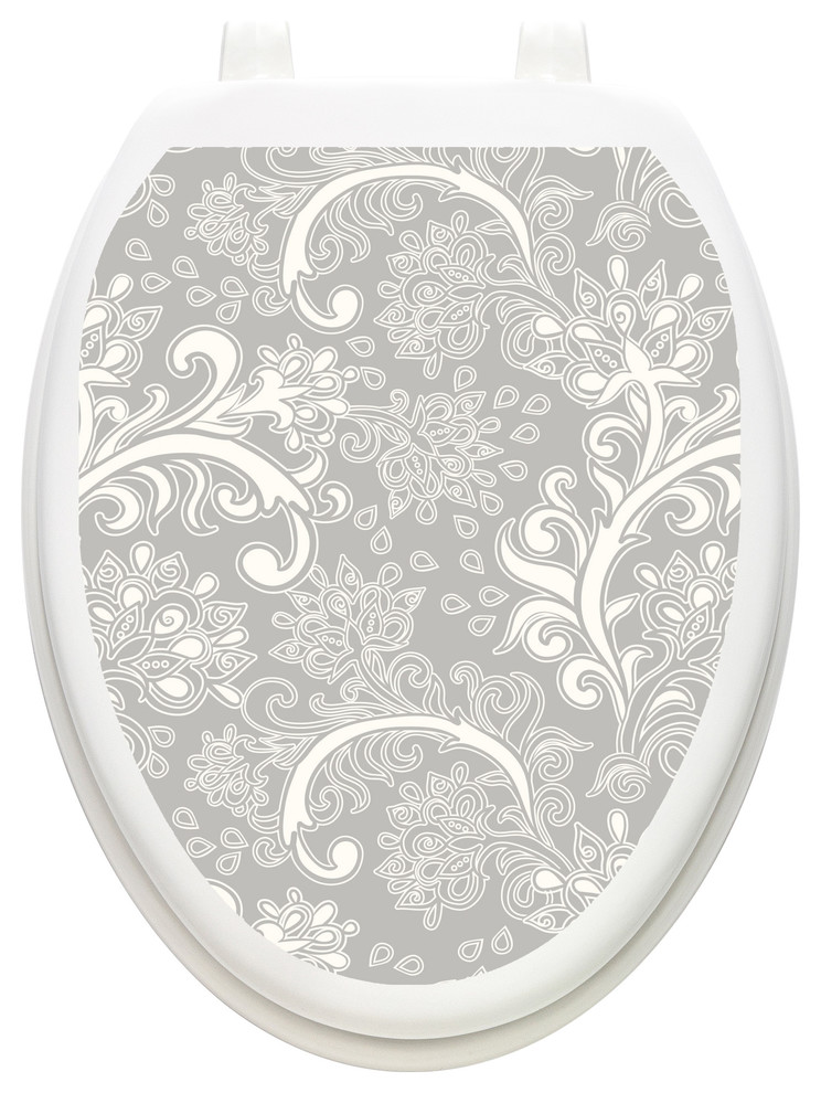 Boho Paisley Toilet Tattoos, Toilet Lid Decal, Toilet Seat Cover