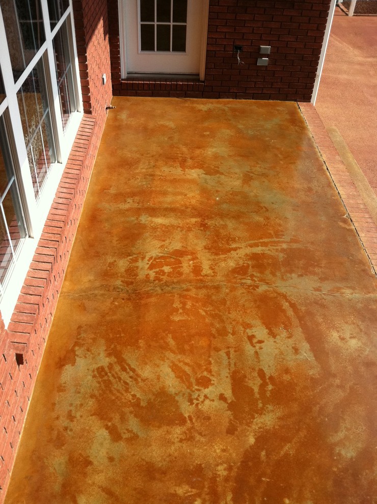 Acid Stained Concrete Back Porch Traditional Porch