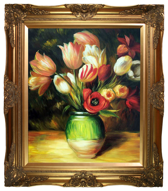 Tulips in a Vase, Victorian Gold Frame 20"x24"