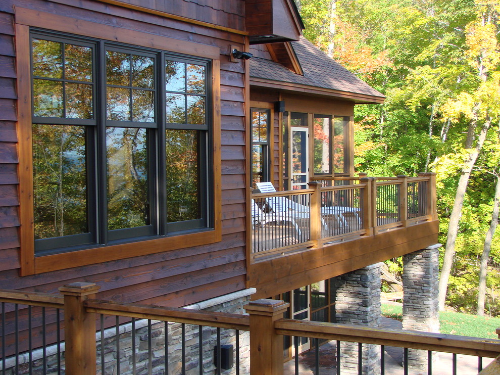 Inspiration for a small rustic rooftop deck remodel in Minneapolis with no cover