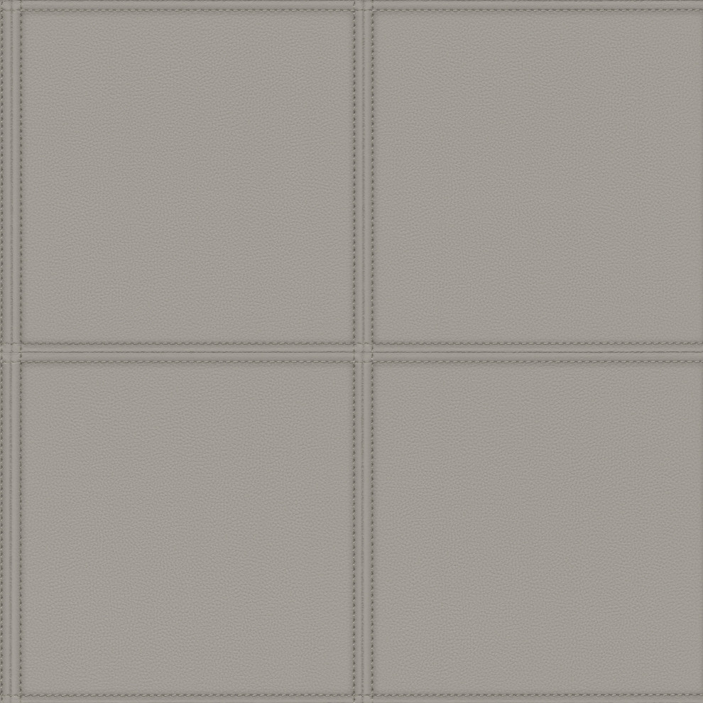 Avenue Grey Leather Wallpaper, Swatch Contemporary Wallpaper by