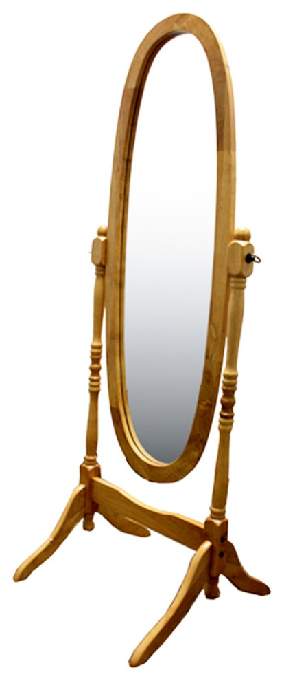 Classic Natural Finish Cheval Standing Oval Mirror - Traditional ...