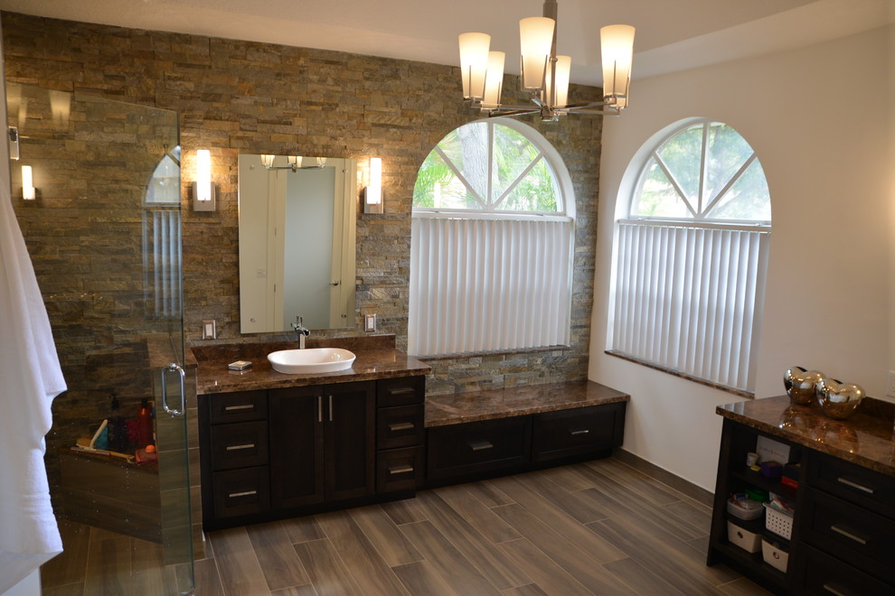 Master Bathroom Remodel with Black Cabinets, Granite ...