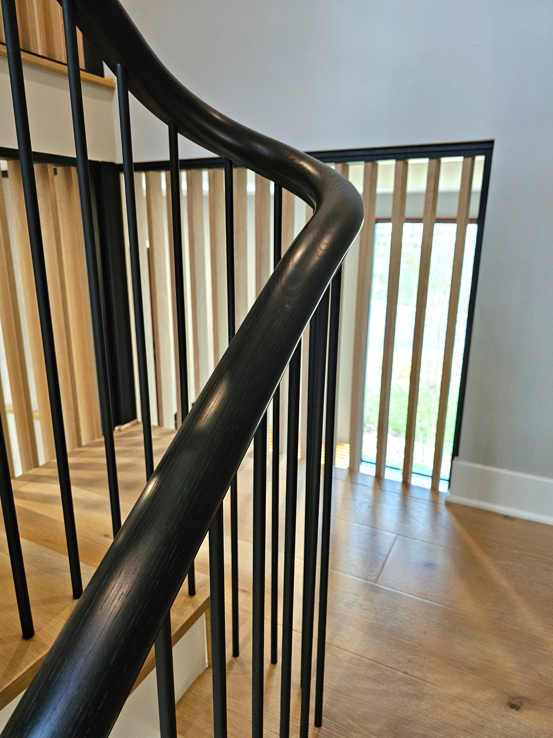 115_Stunning Continuous Rail System on 3 Story Floating Stairs; Arlington, VA 22