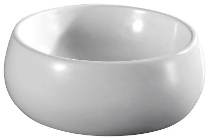 Circular White Ceramic Vessel Bathroom Sink, No Hole