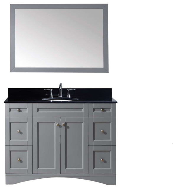 Elise 48" Single Bathroom Vanity Set, Gray, Mirror Included