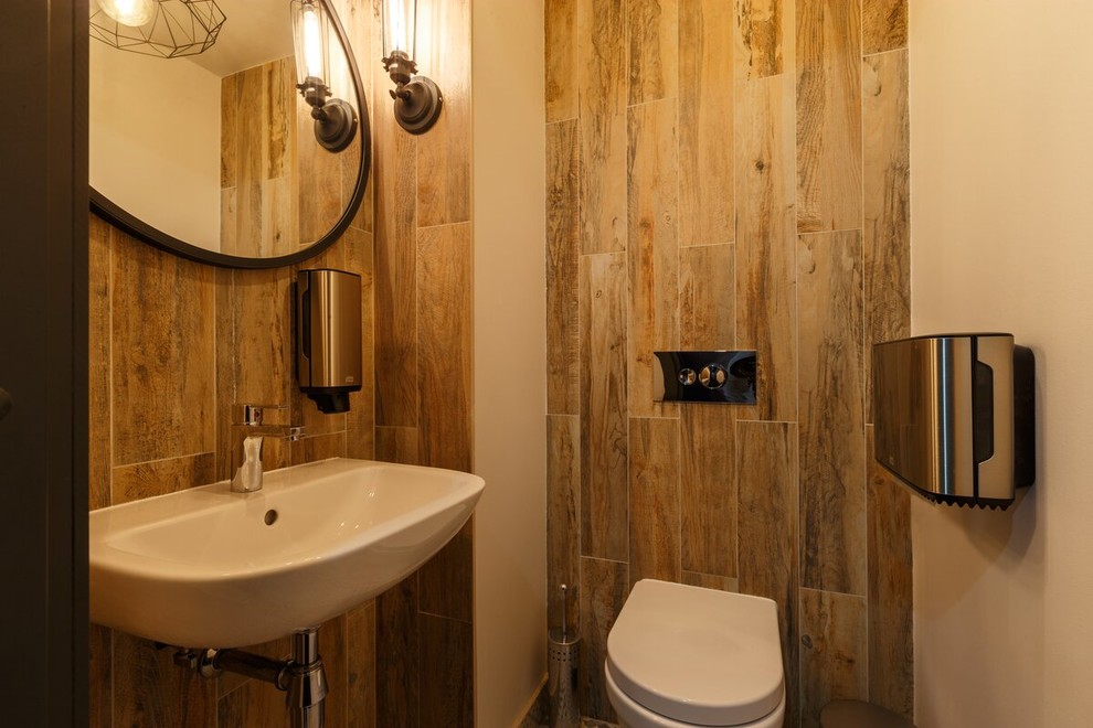 This is an example of an industrial powder room in Saint Petersburg.
