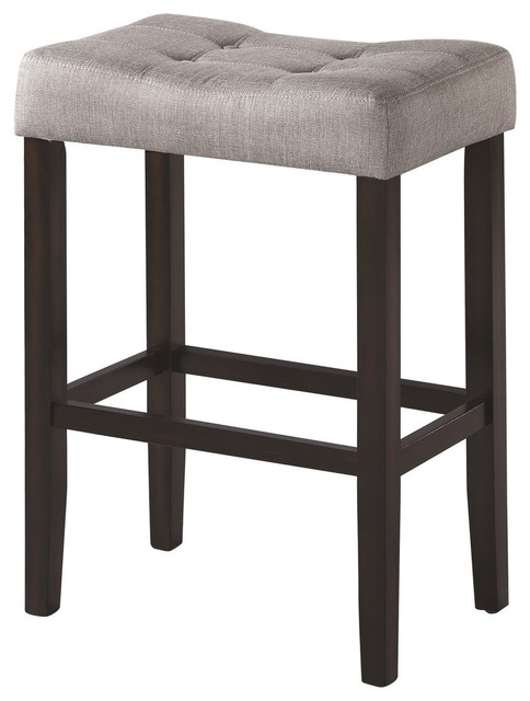 Espresso Wood Bar Stools With Tufted Fabric Seat Set Of 2 Espresso Wood Bar Stools With Tufted Fabric Seat Set Of 2 Contemporary And Counter By U Furniture Inc