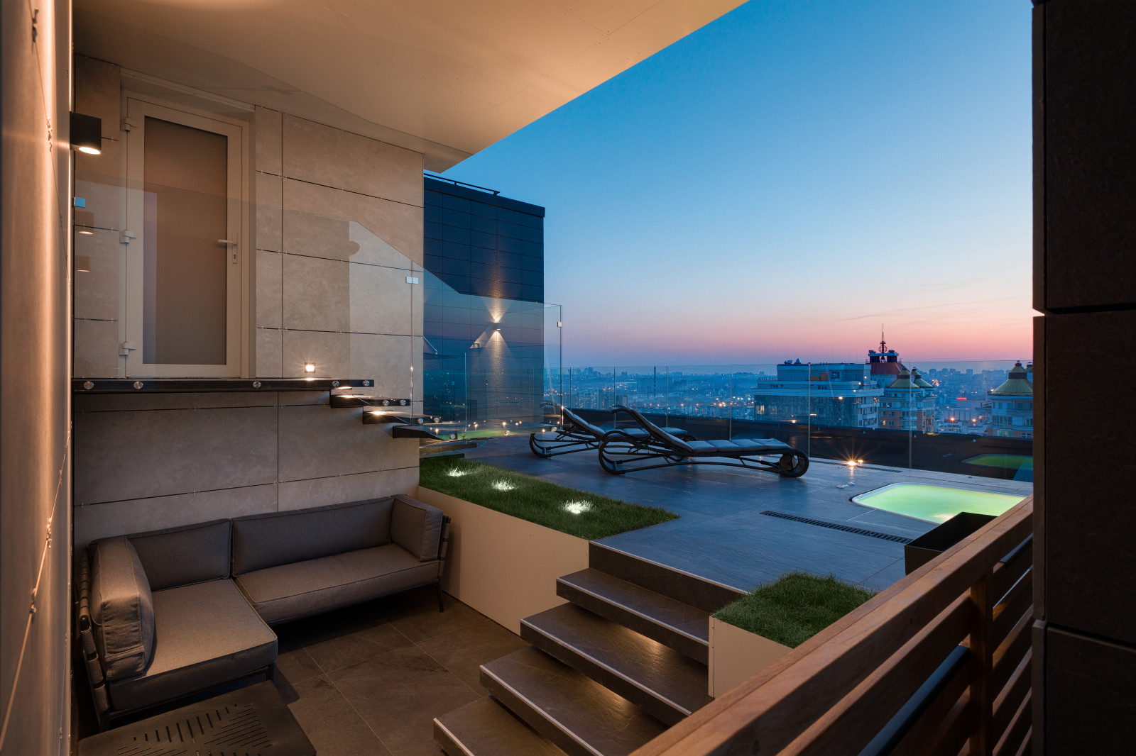 Stylish monochromatic white penthouse