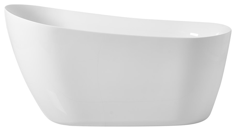 54 Inch Soaking Single Slipper Bathtub In Glossy White