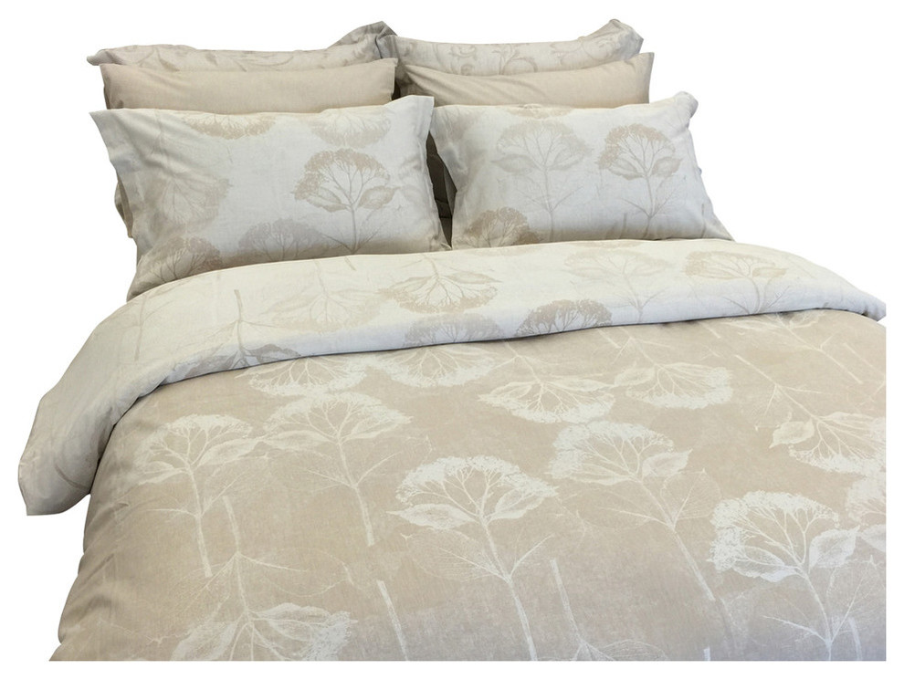 Yue Home Textile Yarn-Dyed Linen Cotton Duvet Cover Set, Hydrangea, Dune, Queen