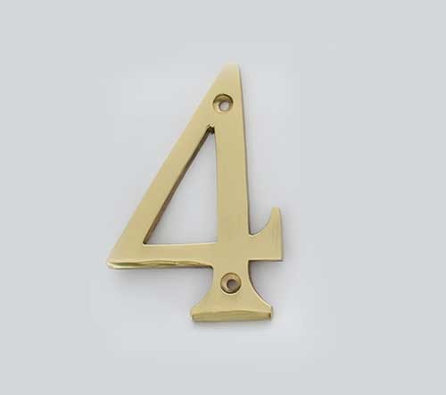 Cool House Numbers Solid Brass 3 Inch (100mm) Door Number 4 #2274