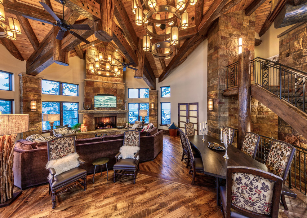 Inspiration for a rustic home design remodel in Denver