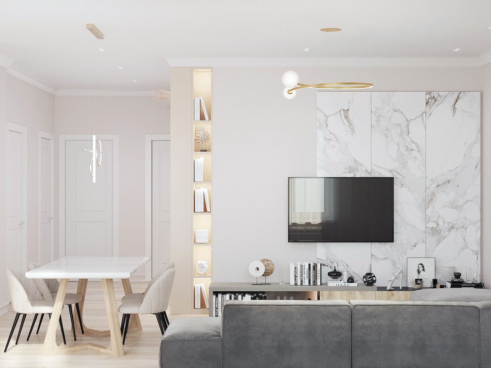 Тв зона в кухне-гостиной