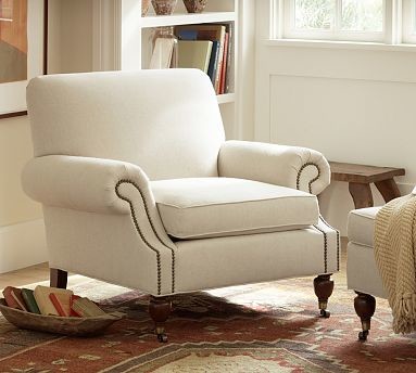 Brooklyn Upholstered Armchair, Polyester Wrap Cushions, Linen Silver Taupe
