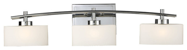 Eastbrook 3-Light Vanity, Polished Chrome and Opal White Glass