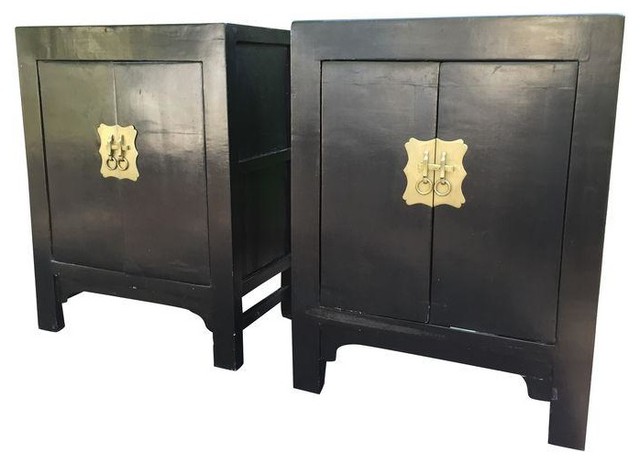 Antique Chinese Black Lacquer Cabinets Traditional Nightstands Antique Chinese Black Lacquer Cabinets