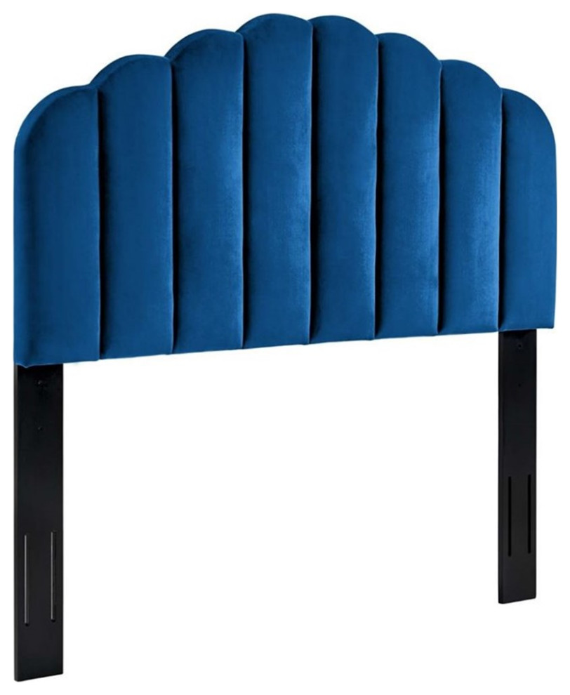Modway Veronique Performance Velvet Tufted FullQueen Headboard in Navy