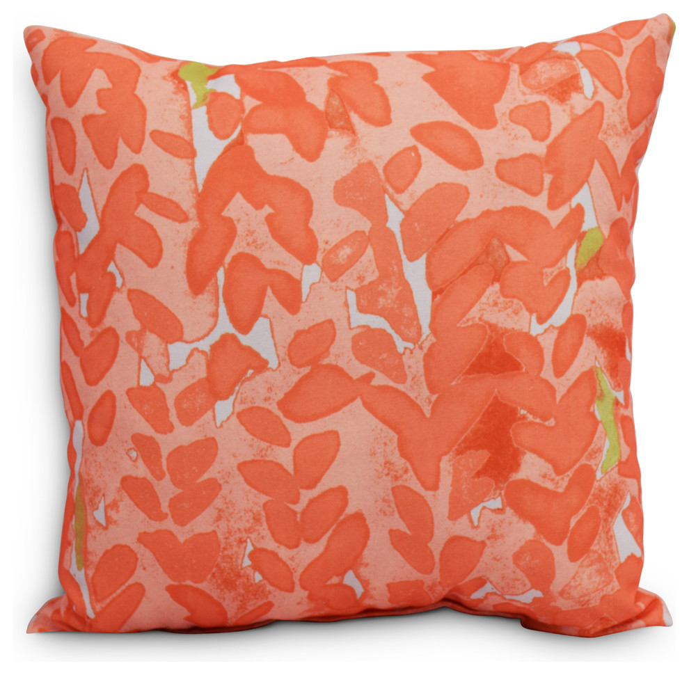 Flower Bell Floral Decorative Outdoor Pillow, Orange, 18"
