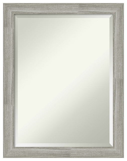 Dove Greywash Narrow Beveled Bathroom Wall Mirror - 21.5 x 27.5 in.
