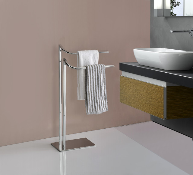 Canaday Freestanding Bathroom Towel Rack With Two Bars, Stainless Steel ...