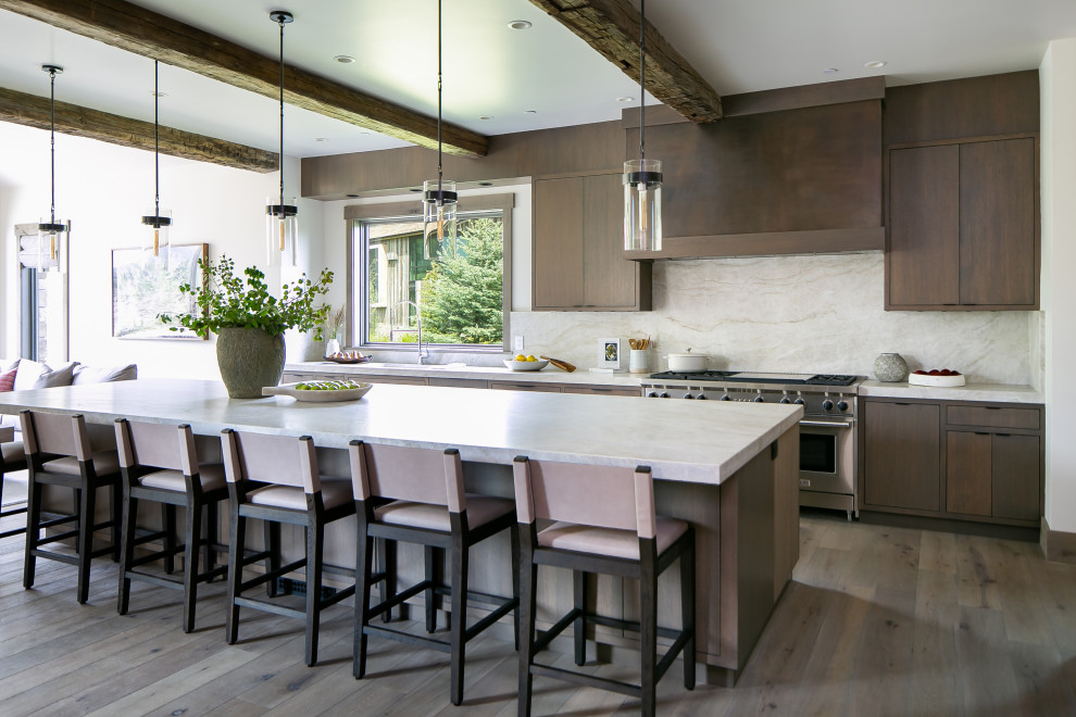 Mountain style kitchen photo in Jackson with an island