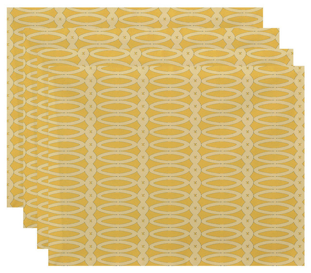 Geometric Decorative Placement, Lemon Soft Lemon, Set of 4