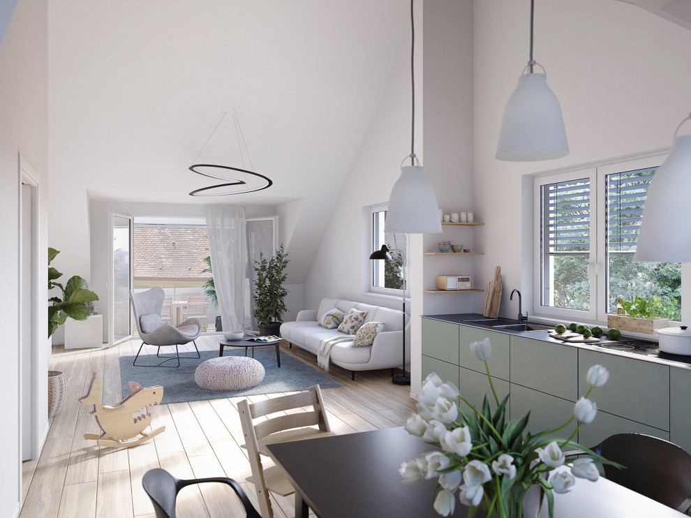 Design ideas for a scandinavian living room in Frankfurt.