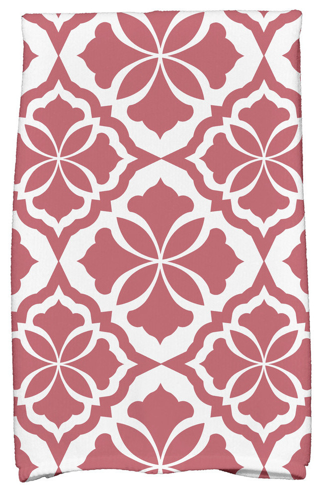 18x30" Ceylon, Geometric Print Hand Towels, Red