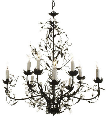 Wrought Iron Crystal Chandelier 10-Lights