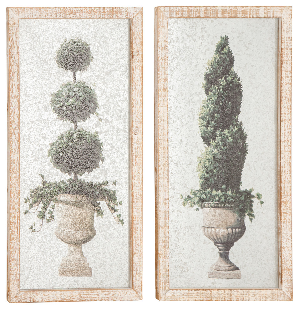Rectangular Framed Topiaries Wall Art, Set of 2 - Contemporary - Wall