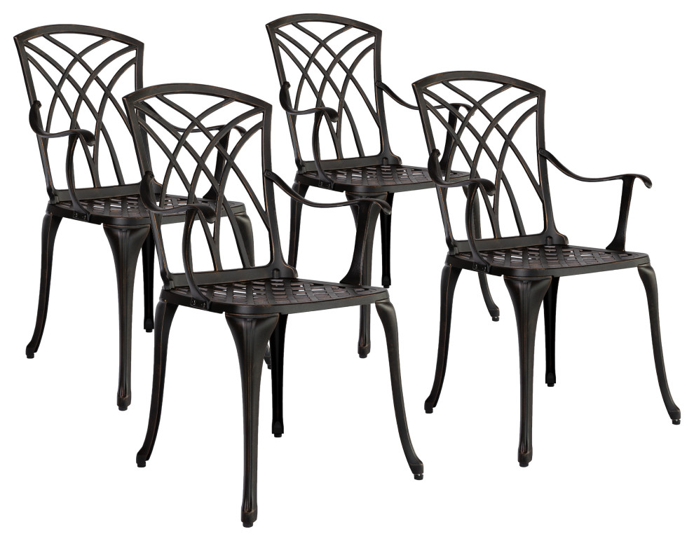 Kinger Home 4Pieces Outdoor Patio Dining Chairs Set Traditional Outdoor Dining Chairs by