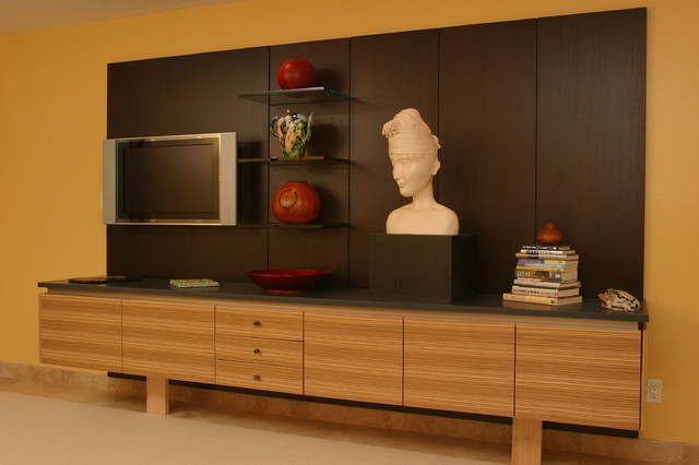 Media wall contemporary-bedroom