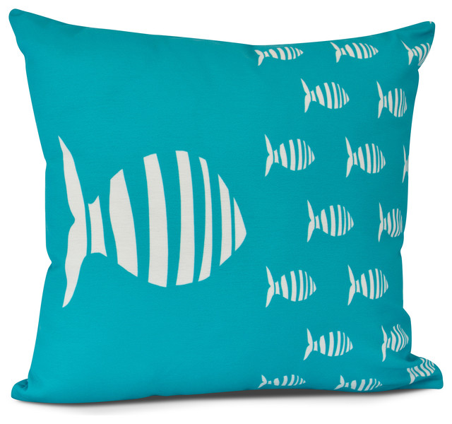 Shark Tank Animal Print Outdoor Pillow Turquoise Beach Style
