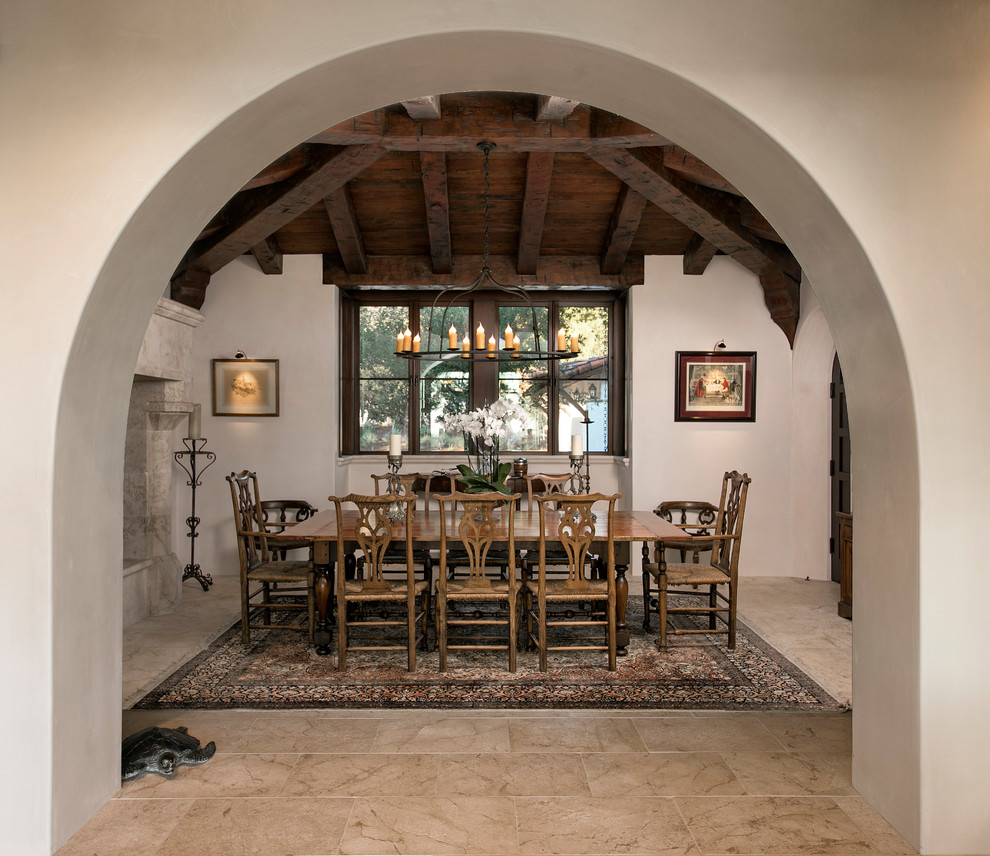 Design ideas for a mediterranean dining room in Santa Barbara.