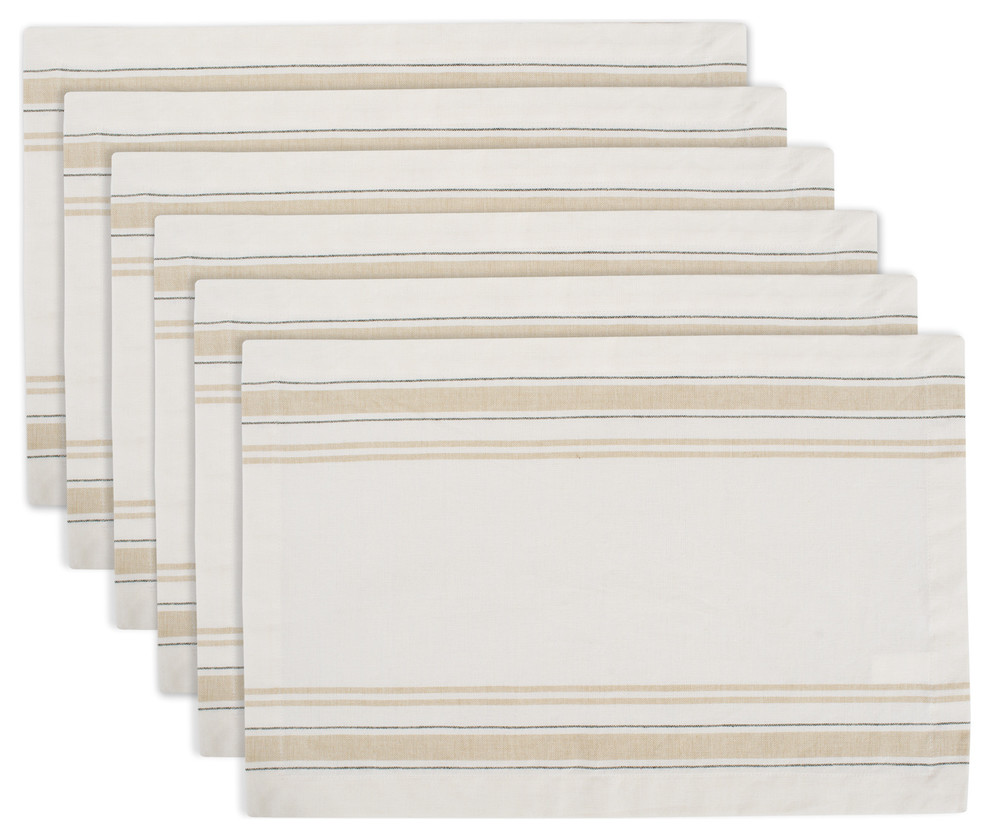 DII White Chambray French Stripe Placemat, Set of 6 French Country