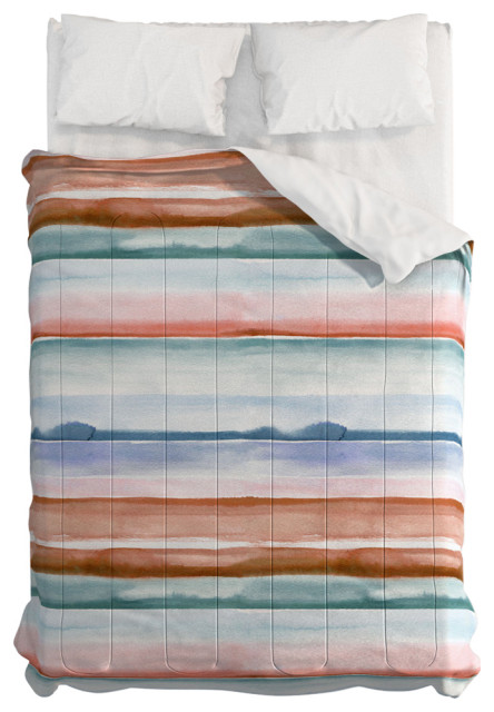 Deny Designs Ninola Design Relaxing Stripes Mineral Copper Bed in a Bag, Queen