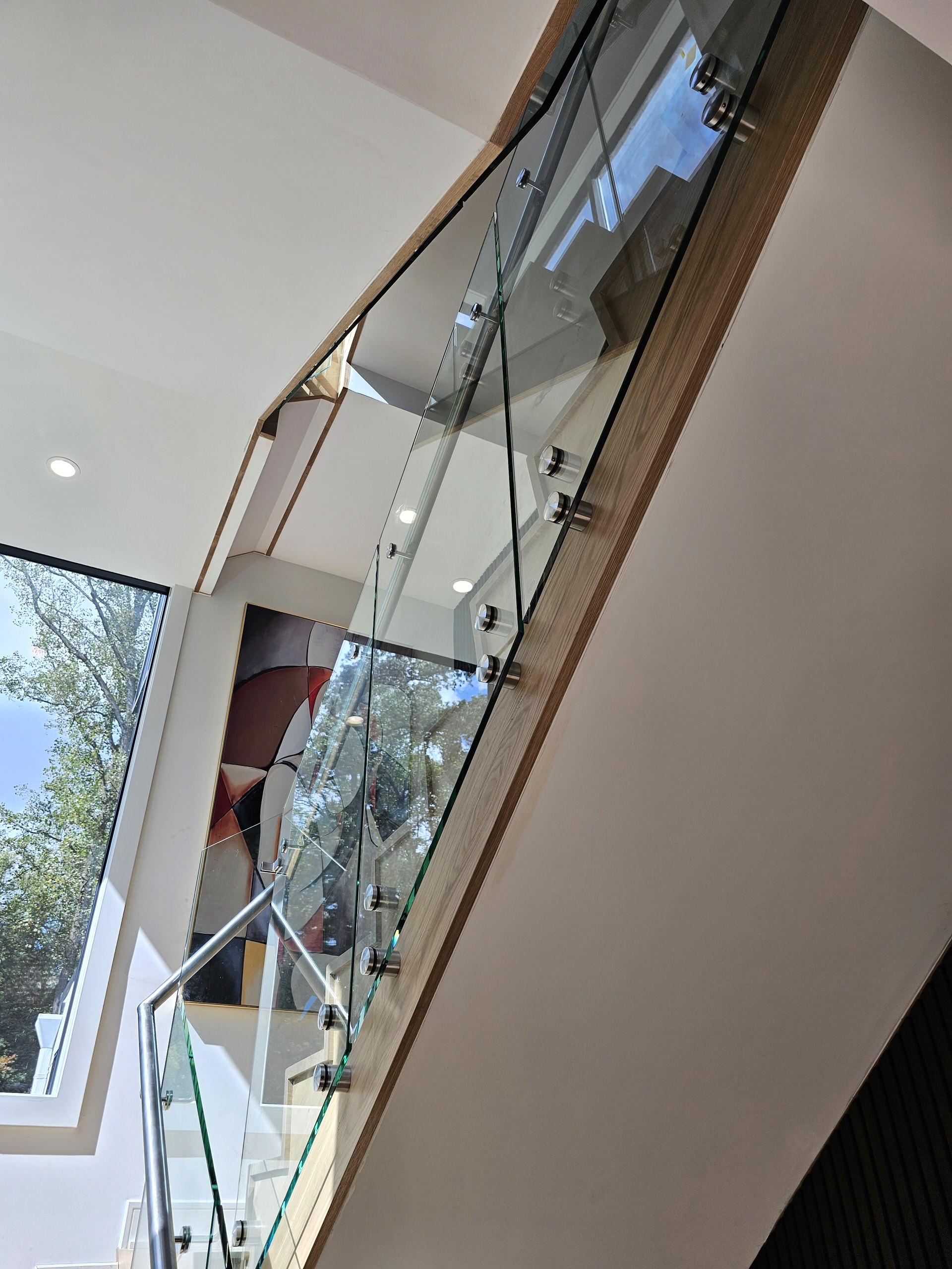 129_White Oak Slanted Riser Modern Stair, Mclean, VA 22102