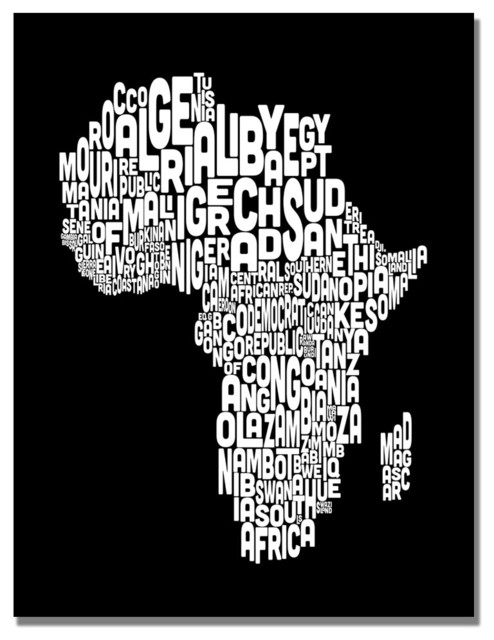 'Africa Font Map' Canvas Art by Michael Tompsett