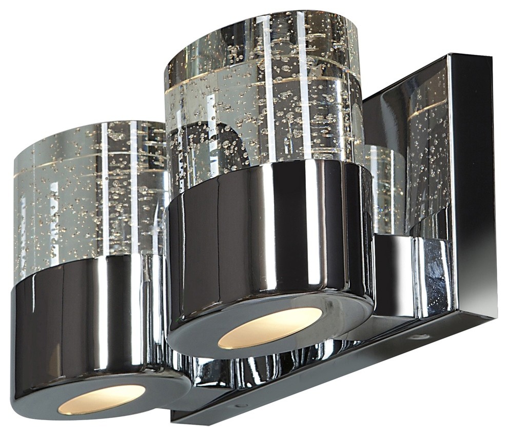 Bubbles, Solid Crystal 2-Light Vanity, OPL Glass Halogen, Chrome, Clear ...