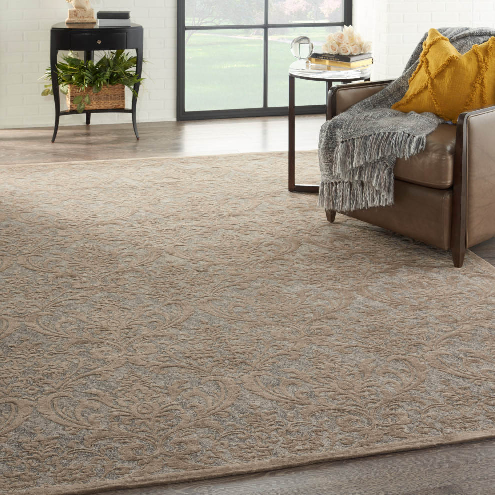 Nourison Damask DAS02 Area Rug, Grey, 8' x 10' Craftsman Area Rugs by GwG Outlet Houzz