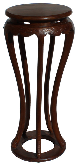Chinese Brown Tall Round 5 Legs Plant Stand Pedestal Table Hcs4366