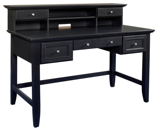 Bedford Executive Desk and Hutch, Black Transitional Desks And
